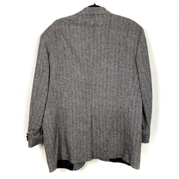 VTG Deansgate 42R Blazer Gray Herringbone Tweed Lambswool Suit Jacket Sport Coat - Picture 4 of 6